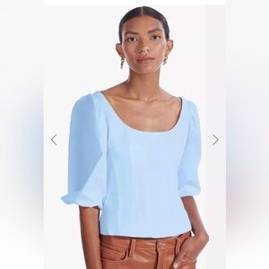 Staud NWT Swells Top French Blue Puff Sleeves Size 2